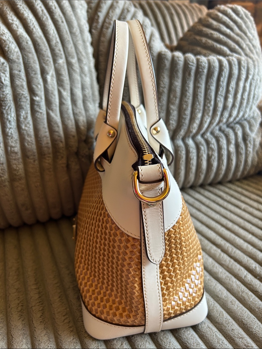 Dooney & Bourke 1975 Beacon Collection Woven Domed Satchel NWOT White Leather - Picture 14 of 16